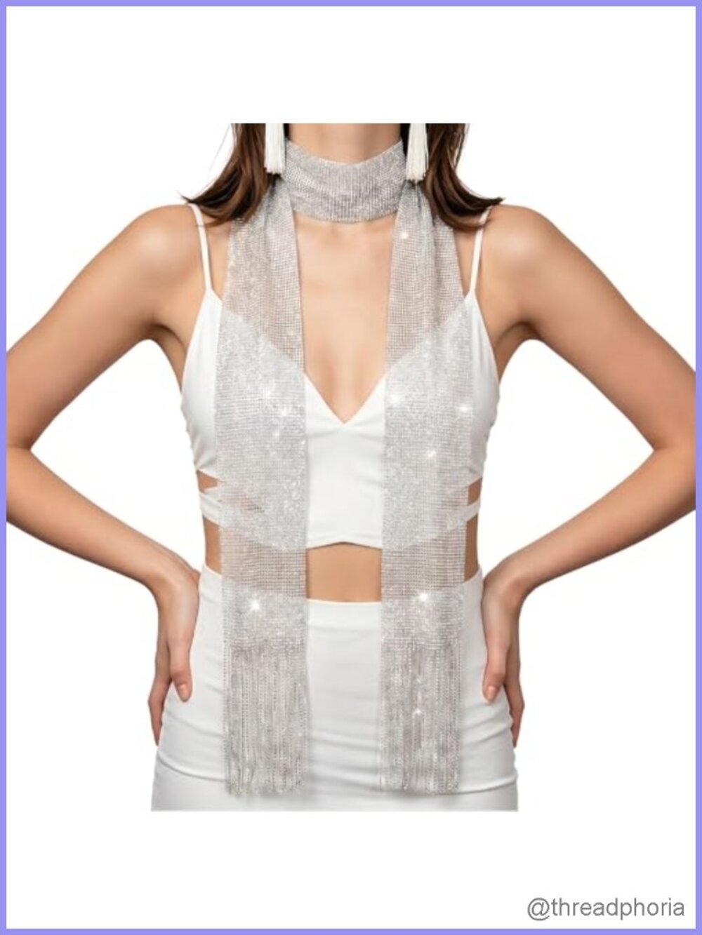 Sparkly Metallic Scarf for Women Long Skinny Scarf Multi-Wear Necktie Head Wrap